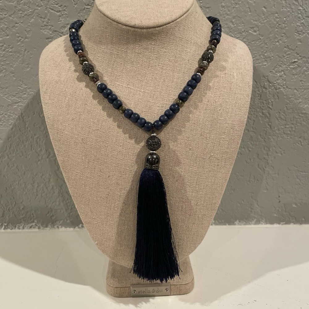 Navy Trove Tassel Necklace